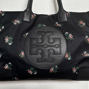 Tory Burch Ditzy Daybreak Black Floral Tote